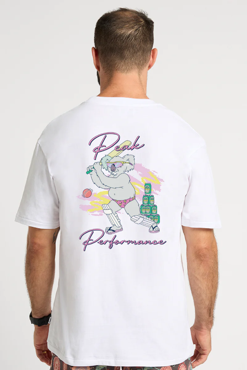 White Tee with Peak Performance